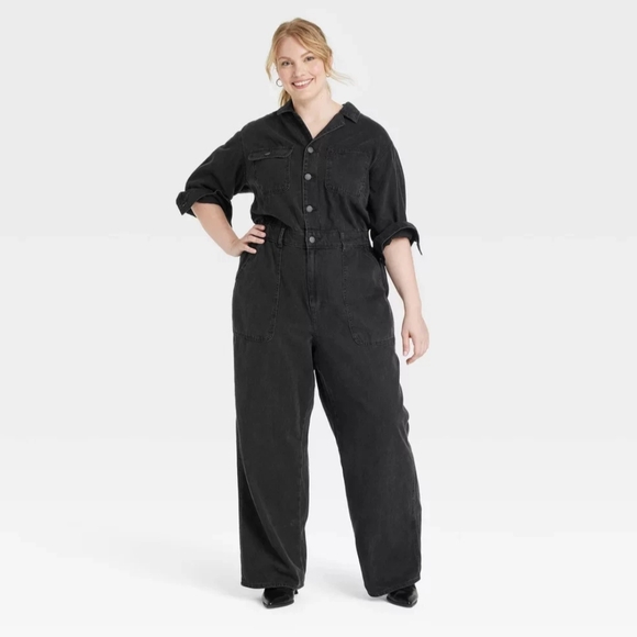 NWT Black Denim Utility Jumpsuit Size 26 - Picture 3 of 3